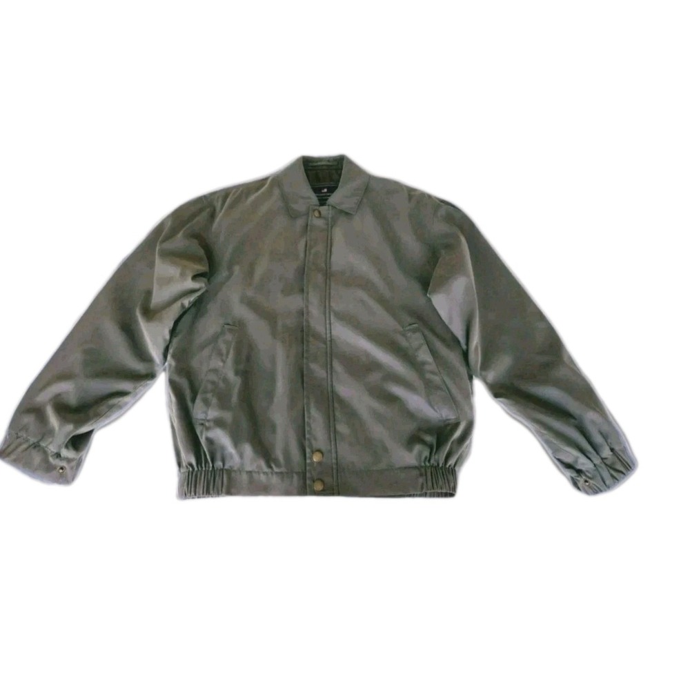 VTG Newport Harbor Men's Medium  Bomber Jacket Gray Full-Zip Pockets Retro EUC